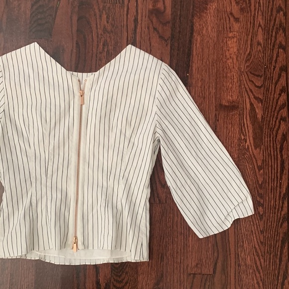 TIBI CECIL STRIPE PEPLUM CORSET TOP Blouse Linen Cotton Size‎ 2 - Picture 10 of 14